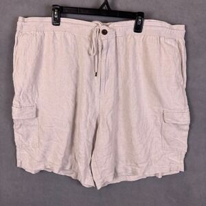 Cubavera Men's size 4X (44) Beige Linen Blend Shorts Elastic Waist Cargo